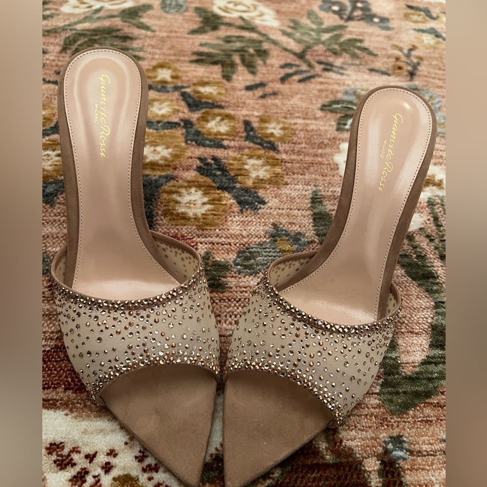 Gianvito Rossi Rania embellished mesh and suede mules